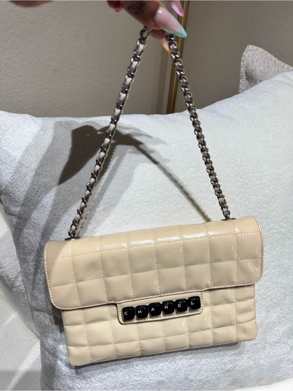 Authentic Chanel Chocolate Bar Keyboard Bag in Cream